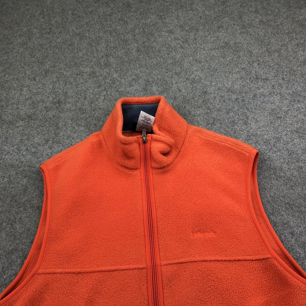 Patagonia Vest Mens Medium Orange Synchilla Fleece Full Zip Pockets Outdoor